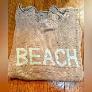 Women's Scoop Neck 'Beach' Knit Sweater - Cream/Tan